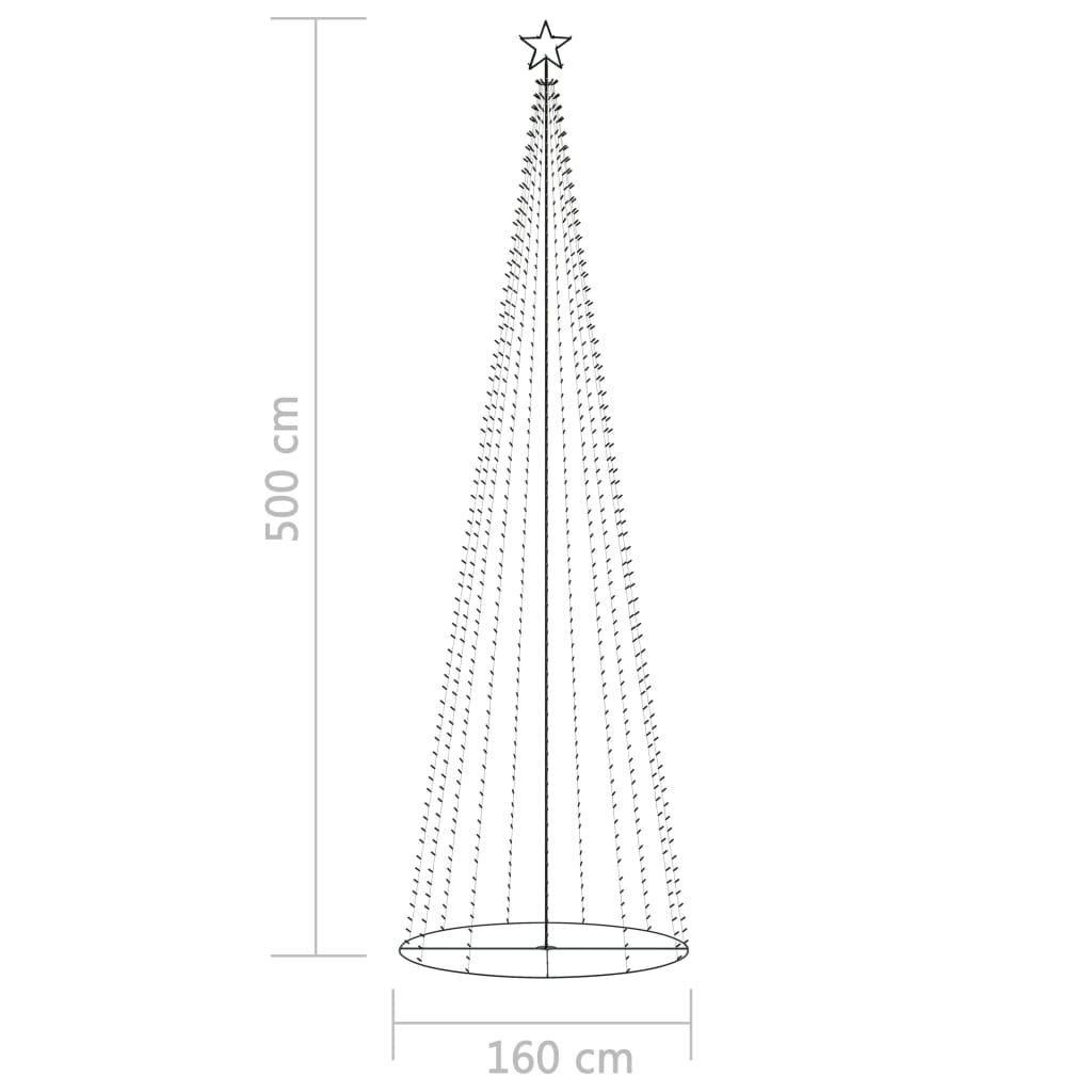 Albero di Natale a Cono con 752 LED Colorati 160x500 cm - homemem39