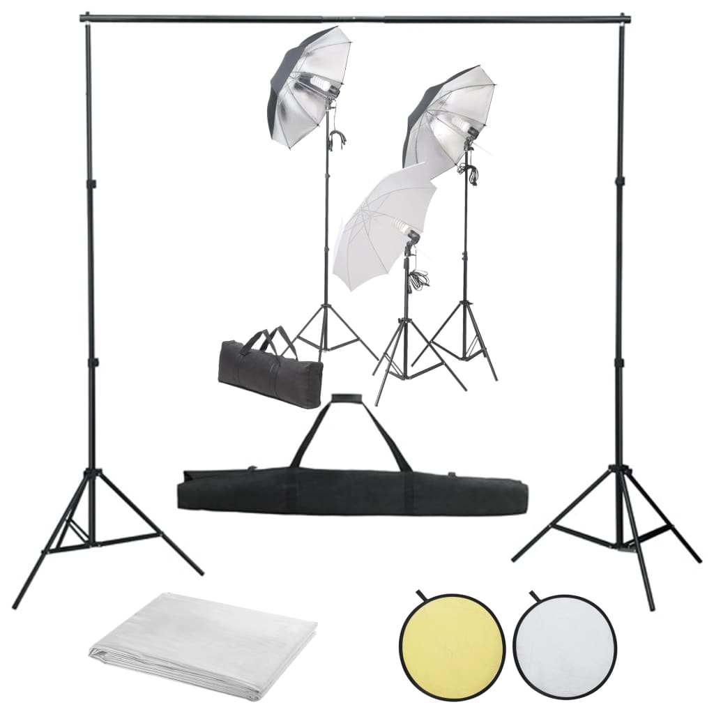 Kit Studio Fotografico con Set Luci Fondale e Riflettore - homemem39