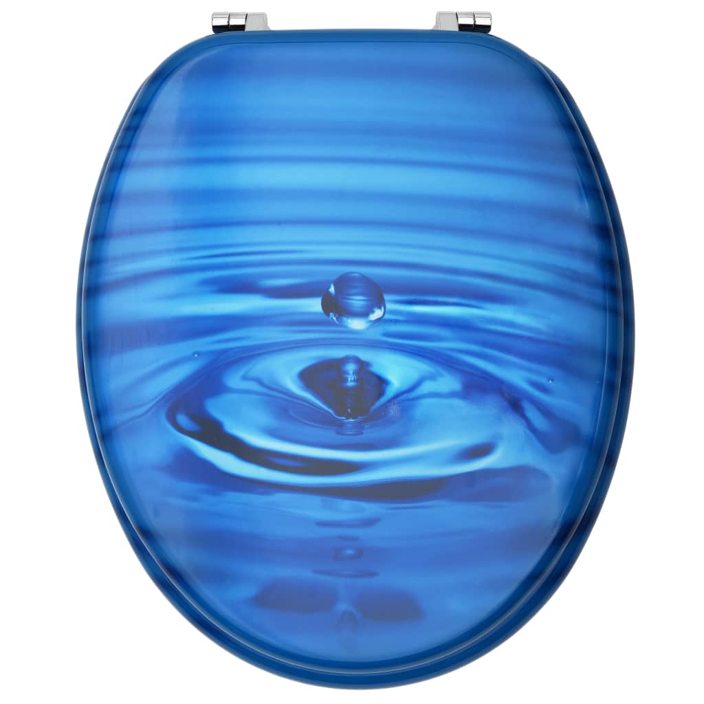 Tavoletta WC con Coperchio MDF Blu Design Goccia d'Acqua - homemem39