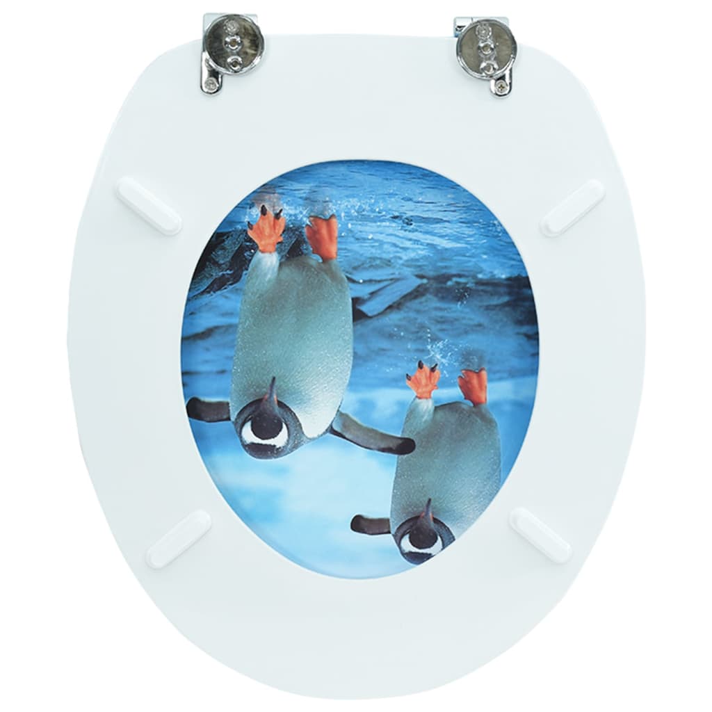 Tavoletta WC con Coperchio MDF Design Pinguino - homemem39