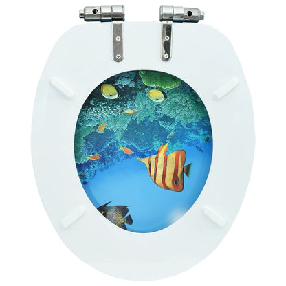 Tavoletta WC Coperchio Chiusura Morbida MDF Design Fondo Mare - homemem39