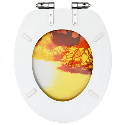 Tavoletta WC con Coperchio Chiusura Morbida MDF Design Savana - homemem39