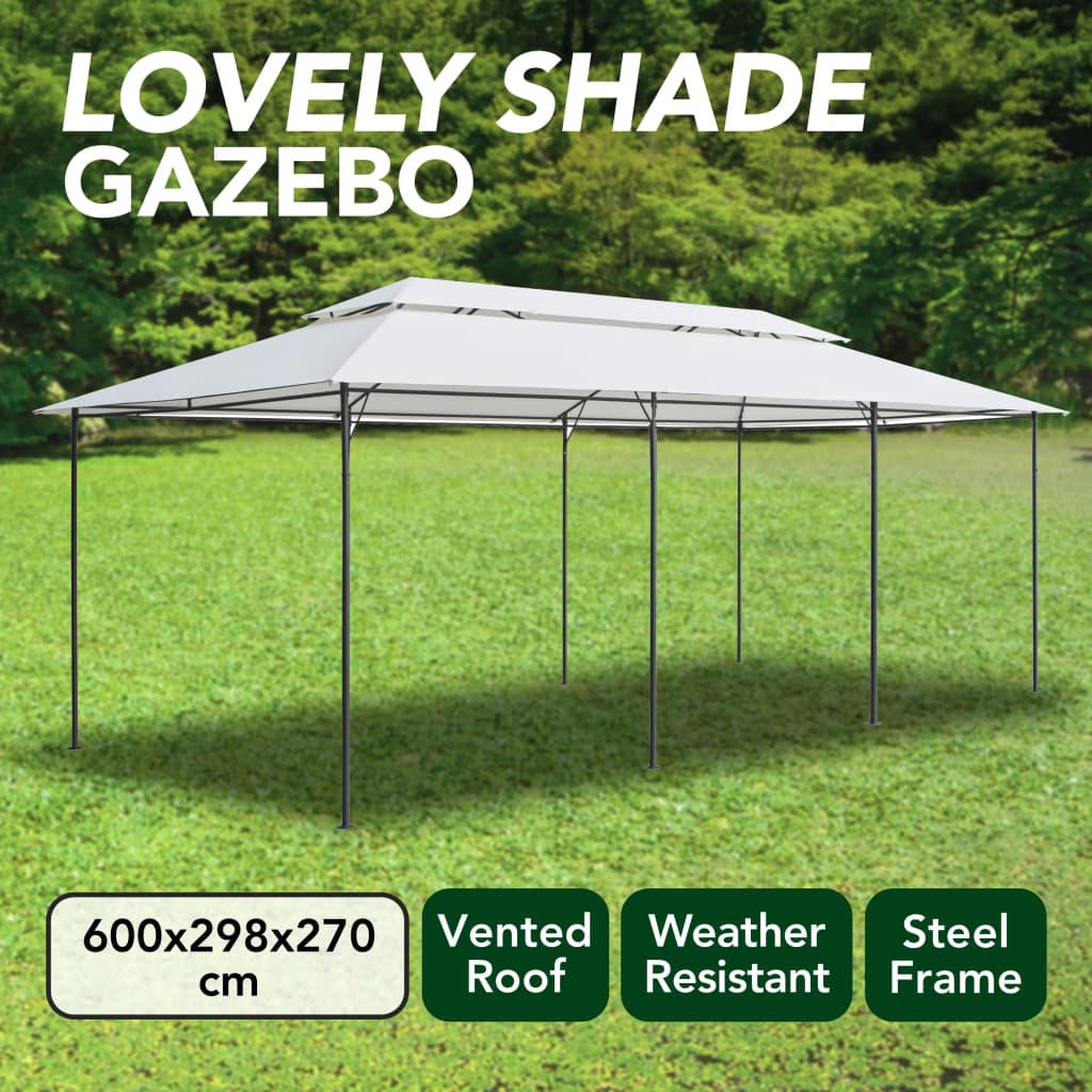 Gazebo 600x298x270 cm Bianco 180g/m² - homemem39