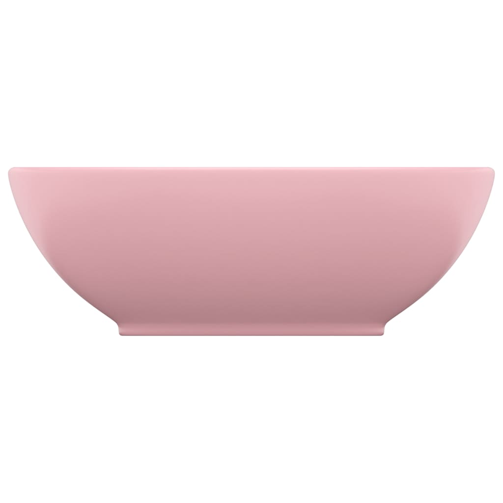 Lavandino Lusso Ovale Rosa Opaco 40x33 cm in Ceramica - homemem39