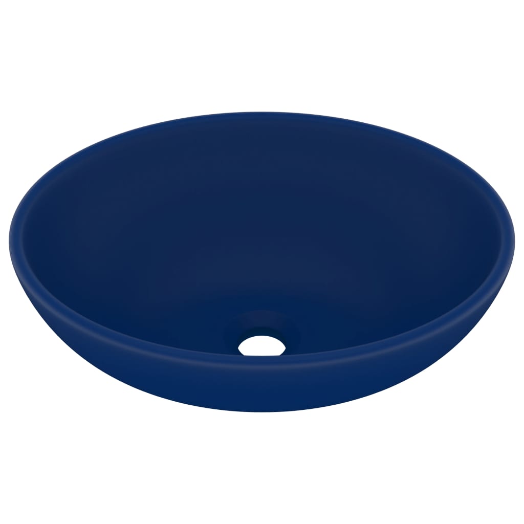 Lavandino Lusso Ovale Blu Scuro Opaco 40x33 cm in Ceramica - homemem39