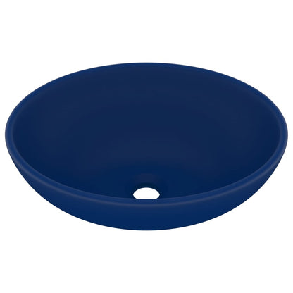 Lavandino Lusso Ovale Blu Scuro Opaco 40x33 cm in Ceramica - homemem39