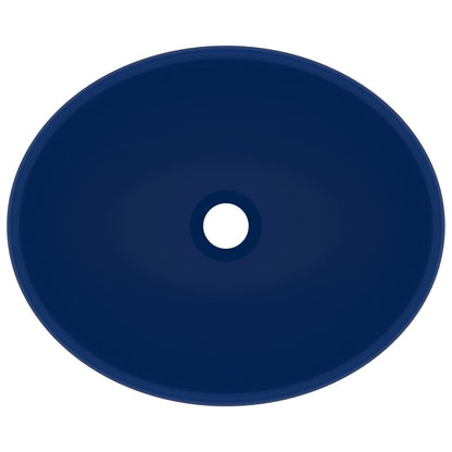 Lavandino Lusso Ovale Blu Scuro Opaco 40x33 cm in Ceramica - homemem39