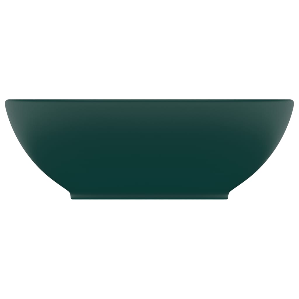 Lavandino Lusso Ovale Verde Scuro Opaco 40x33 cm in Ceramica - homemem39