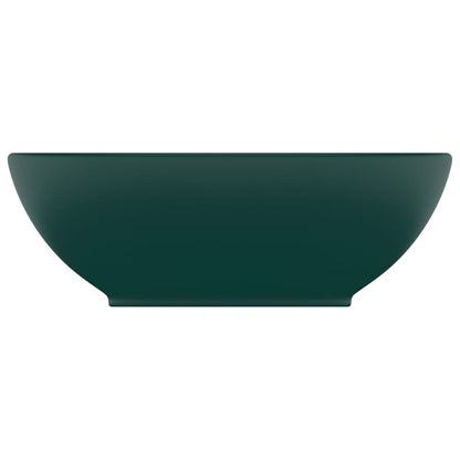 Lavandino Lusso Ovale Verde Scuro Opaco 40x33 cm in Ceramica - homemem39