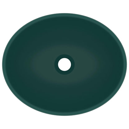 Lavandino Lusso Ovale Verde Scuro Opaco 40x33 cm in Ceramica - homemem39
