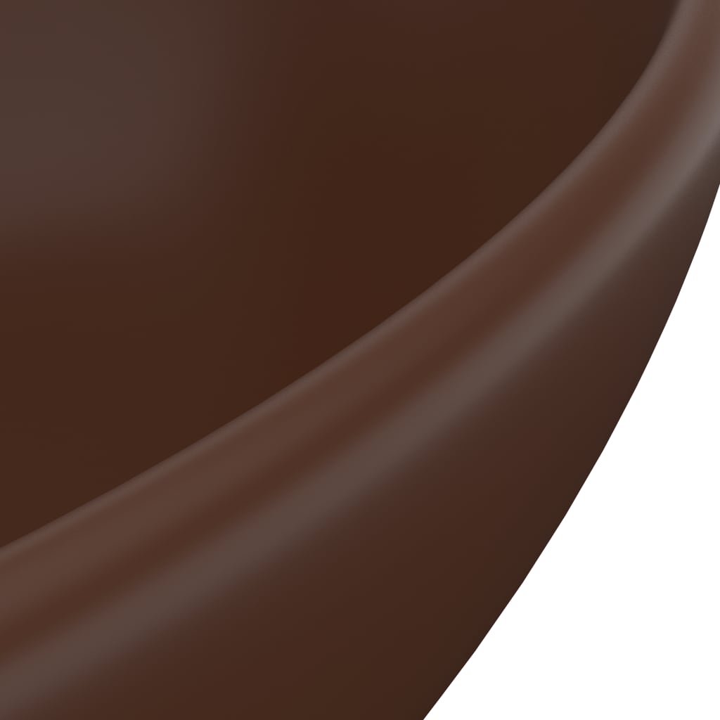 Lavandino Lusso Ovale Marrone Scuro Opaco 40x33 cm in Ceramica - homemem39