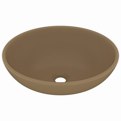 Lavandino Lusso Ovale Crema Opaco 40x33 cm in Ceramica - homemem39