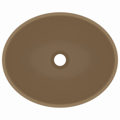 Lavandino Lusso Ovale Crema Opaco 40x33 cm in Ceramica - homemem39