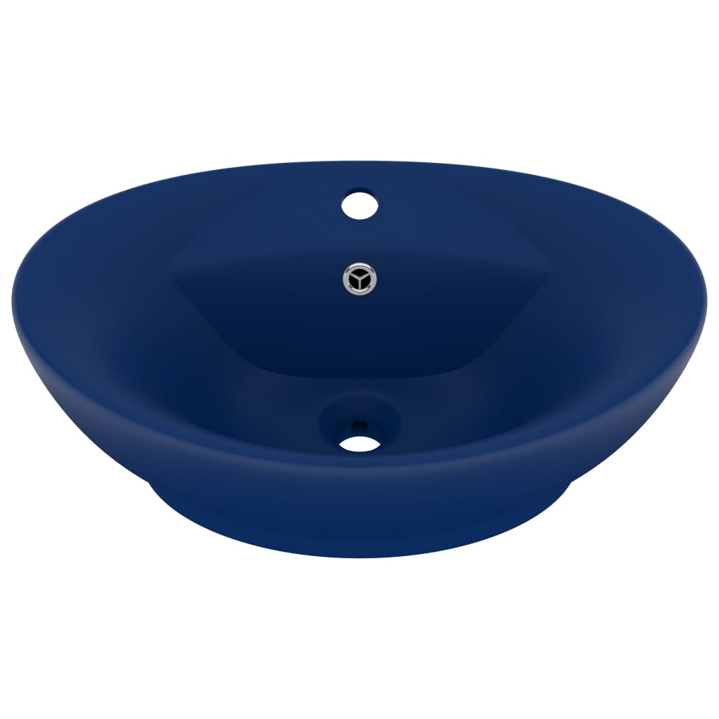 Lavabo con Troppopieno Ovale Blu Scuro Opaco 58,5x39cm Ceramica - homemem39