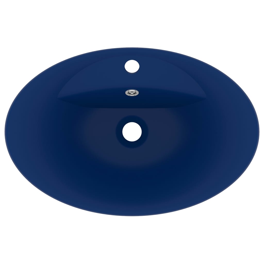 Lavabo con Troppopieno Ovale Blu Scuro Opaco 58,5x39cm Ceramica - homemem39