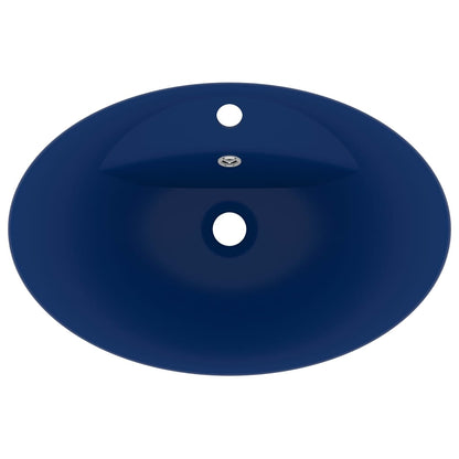 Lavabo con Troppopieno Ovale Blu Scuro Opaco 58,5x39cm Ceramica - homemem39