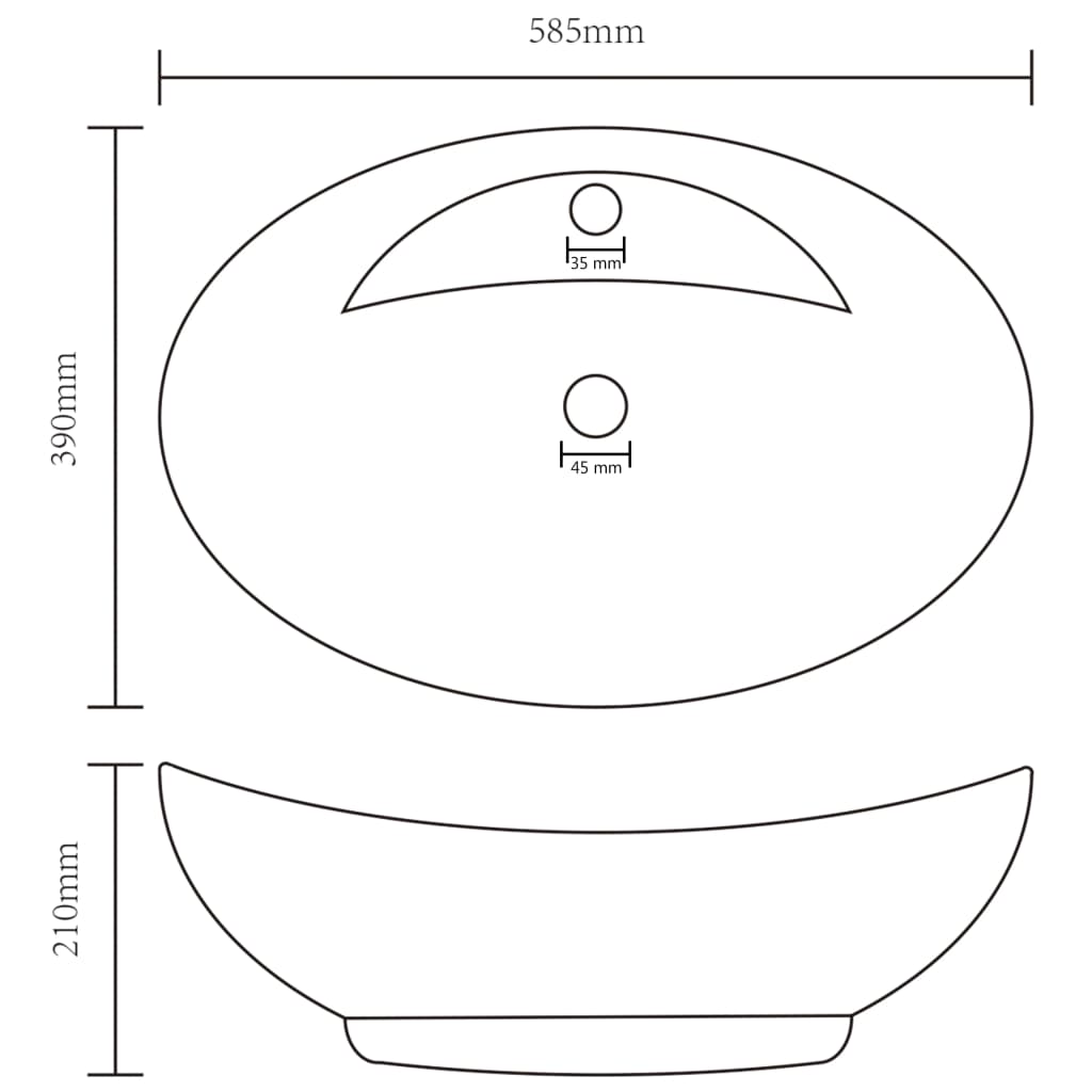 Lavabo con Troppopieno Ovale Blu Scuro Opaco 58,5x39cm Ceramica - homemem39