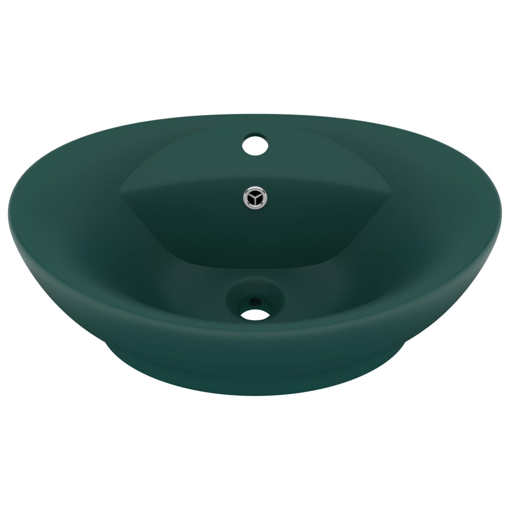 Lavabo Troppopieno Ovale Verde Scuro Opaco 58,5x39cm Ceramica - homemem39