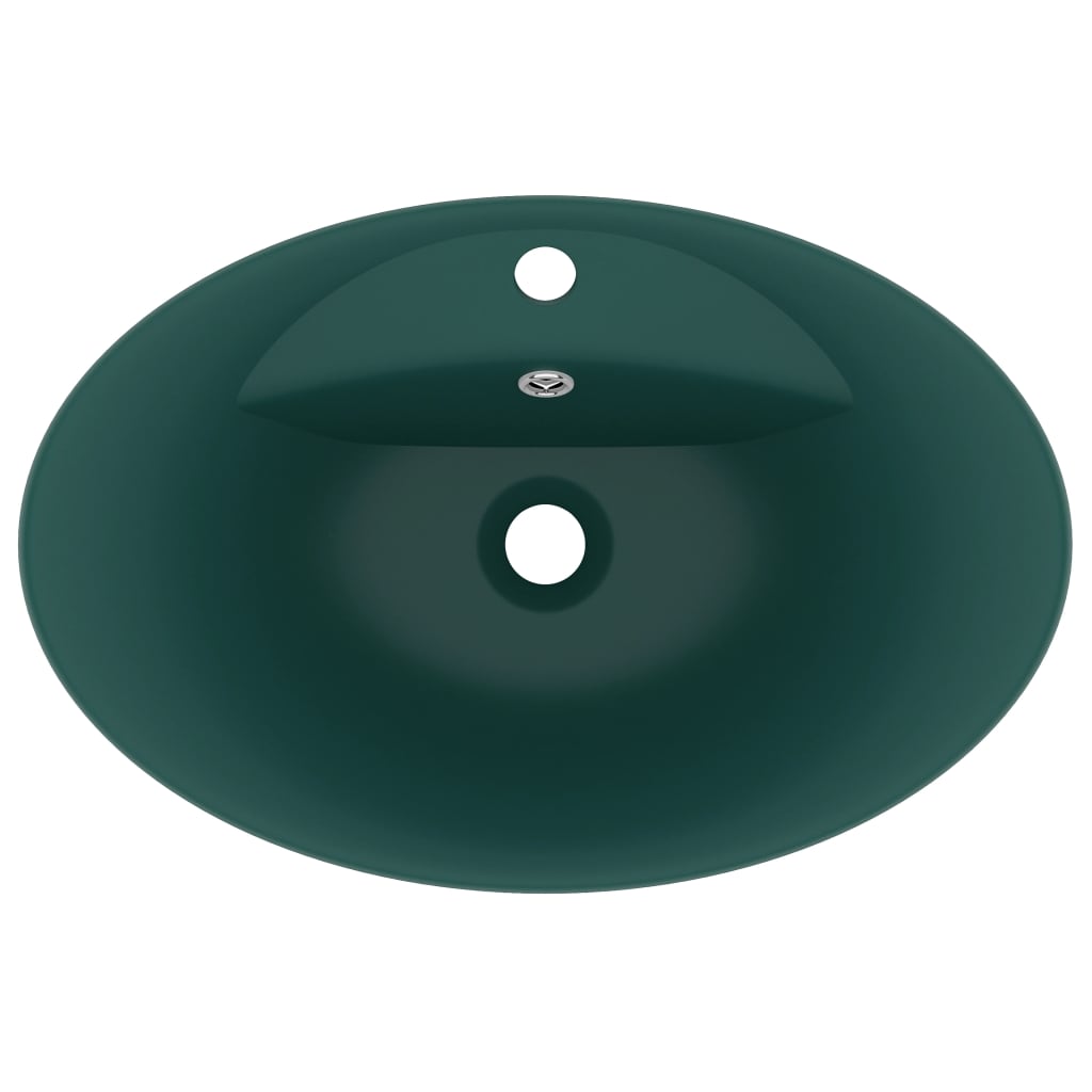 Lavabo Troppopieno Ovale Verde Scuro Opaco 58,5x39cm Ceramica - homemem39