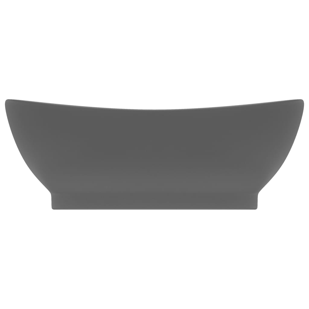 Lavabo Troppopieno Ovale Grigio Scuro Opaco 58,5x39cm Ceramica - homemem39