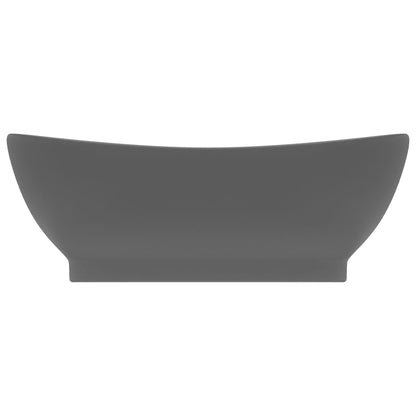 Lavabo Troppopieno Ovale Grigio Scuro Opaco 58,5x39cm Ceramica - homemem39