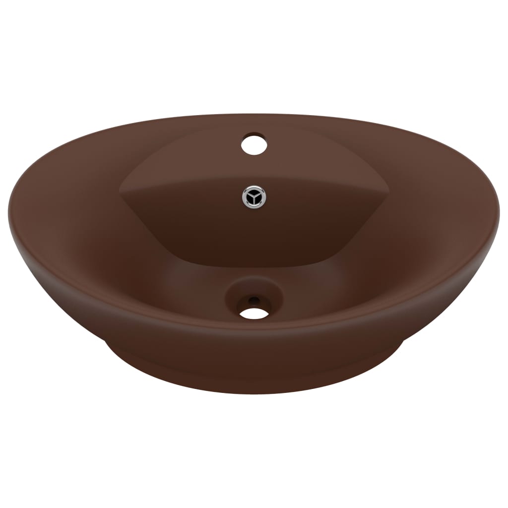 Lavabo con Troppopieno Ovale Marrone Opaco 58,5x39cm Ceramica - homemem39