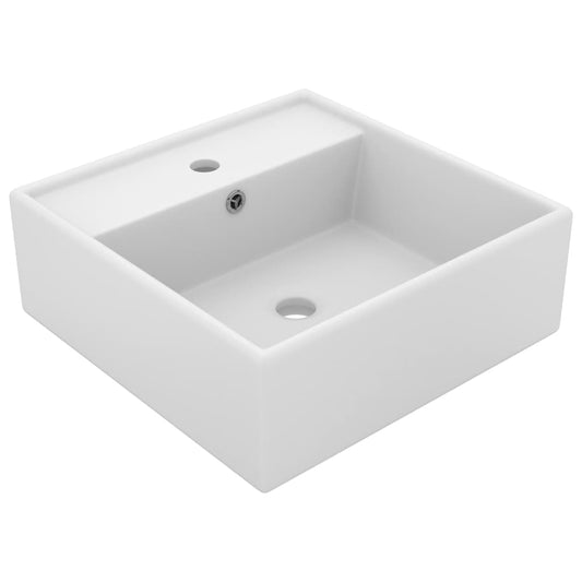 Lavabo Troppopieno Quadrato Bianco Opaco 41x41cm Ceramica - homemem39