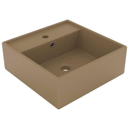 Lavabo Troppopieno Quadrato Crema Opaco 41x41cm Ceramica - homemem39