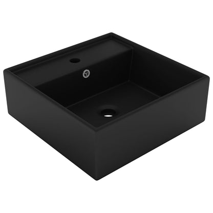 Lavabo Troppopieno Quadrato Nero Opaco 41x41cm Ceramica - homemem39