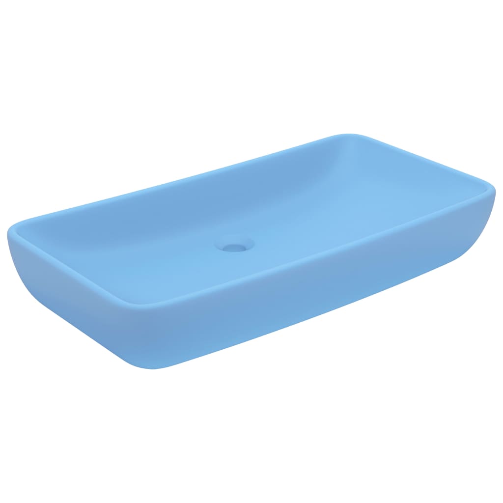 Lavabo Lusso Rettangolare Azzurro Opaco 71x38 cm in Ceramica - homemem39