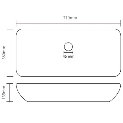 Lavabo Lusso Rettangolare Azzurro Opaco 71x38 cm in Ceramica - homemem39