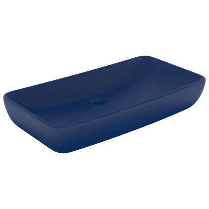 Lavabo Lusso Rettangolare Blu Scuro Opaco 71x38 cm in Ceramica - homemem39