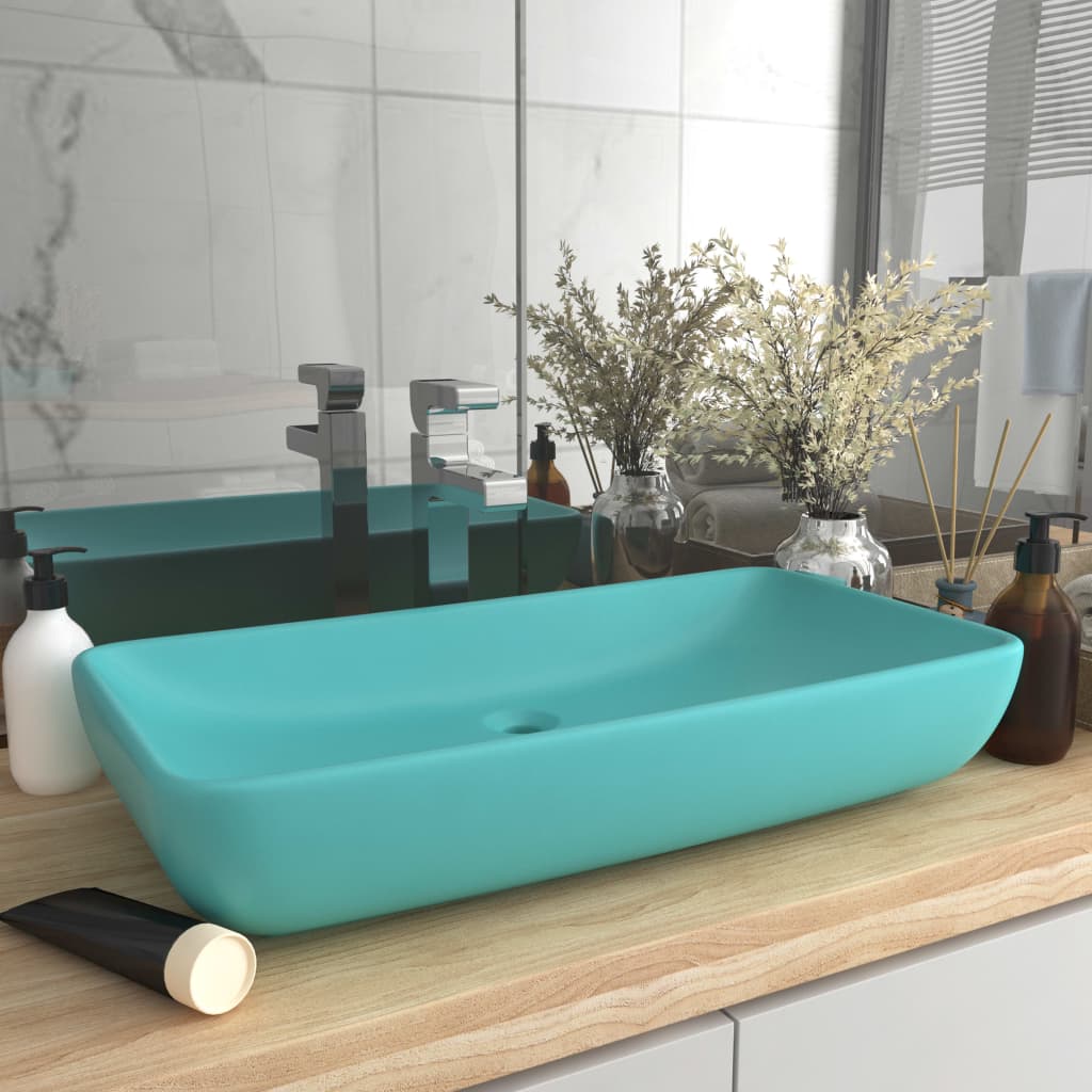 Lavabo Lusso Rettangolare Verde Chiaro Opaco 71x38 cm Ceramica - homemem39