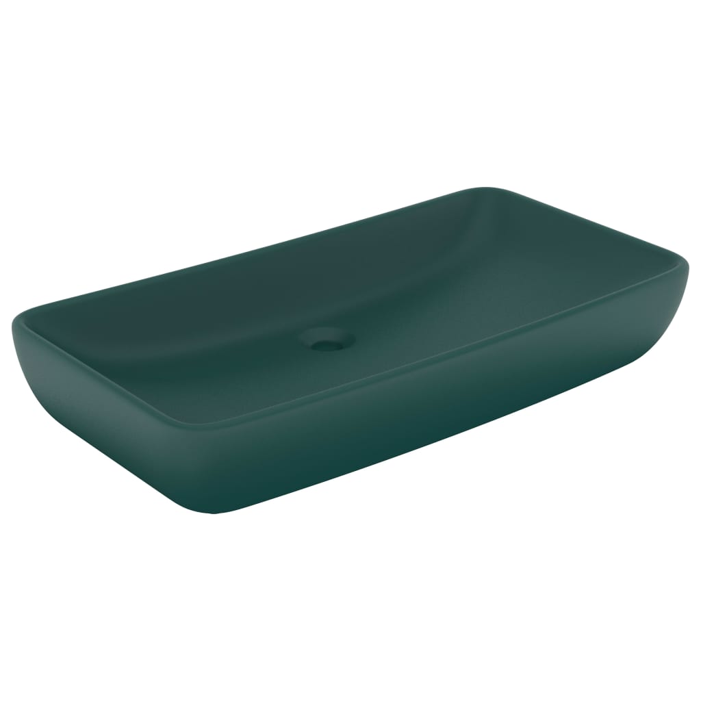 Lavabo Lusso Rettangolare Verde Scuro Opaco 71x38 cm Ceramica - homemem39