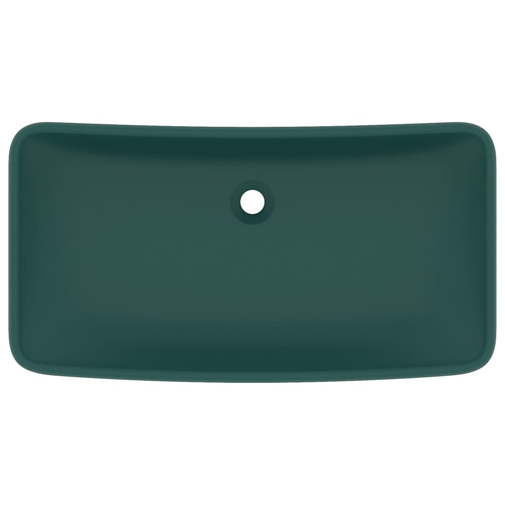 Lavabo Lusso Rettangolare Verde Scuro Opaco 71x38 cm Ceramica - homemem39