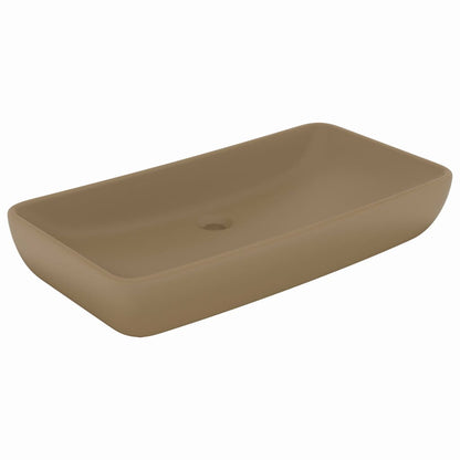 Lavandino Lusso Rettangolare Crema Opaco 71x38 cm in Ceramica - homemem39