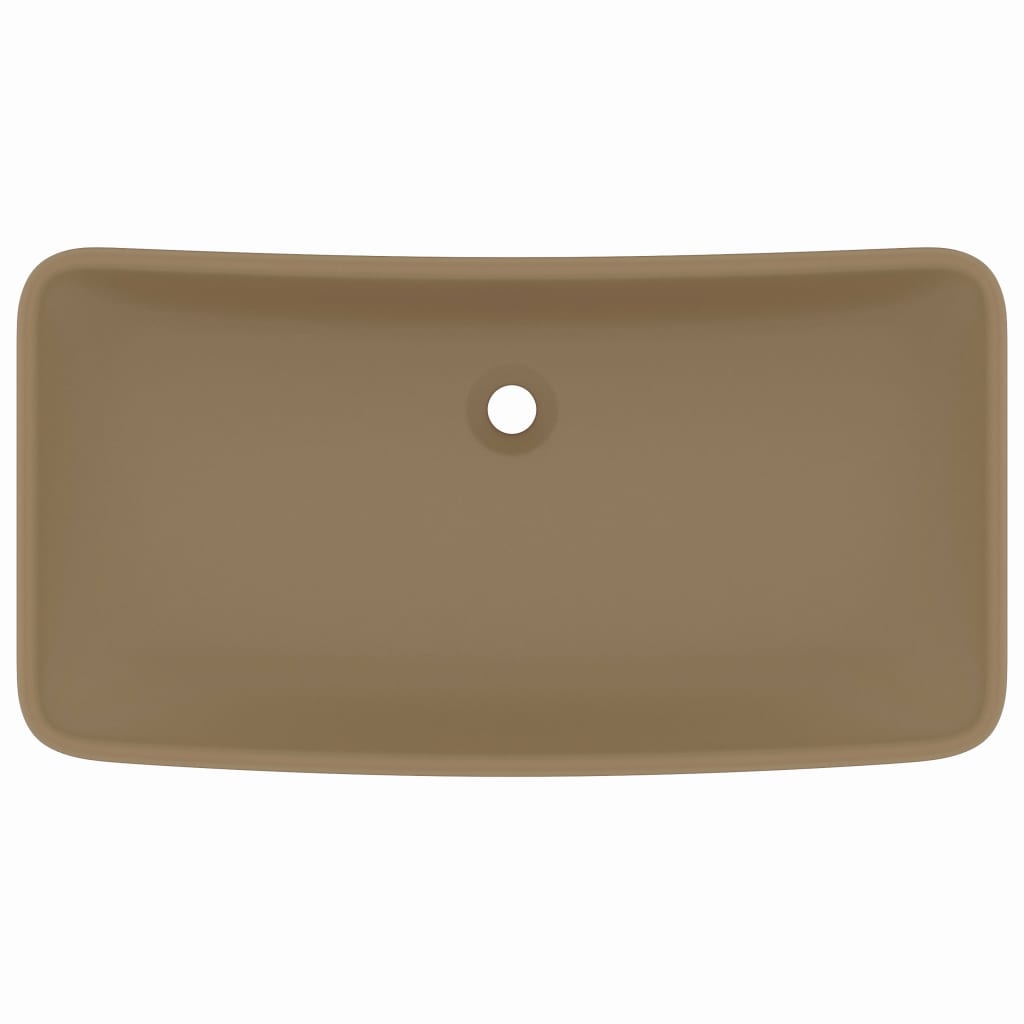 Lavandino Lusso Rettangolare Crema Opaco 71x38 cm in Ceramica - homemem39