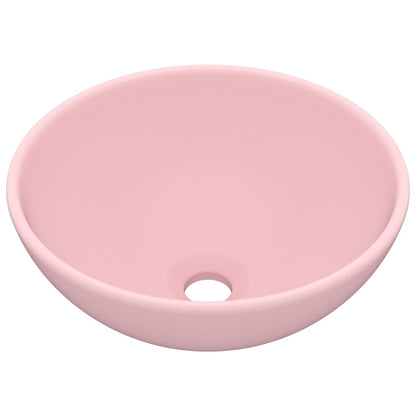 Lavandino Lusso Rotondo Rosa Opaco 32,5x14 cm in Ceramica - homemem39