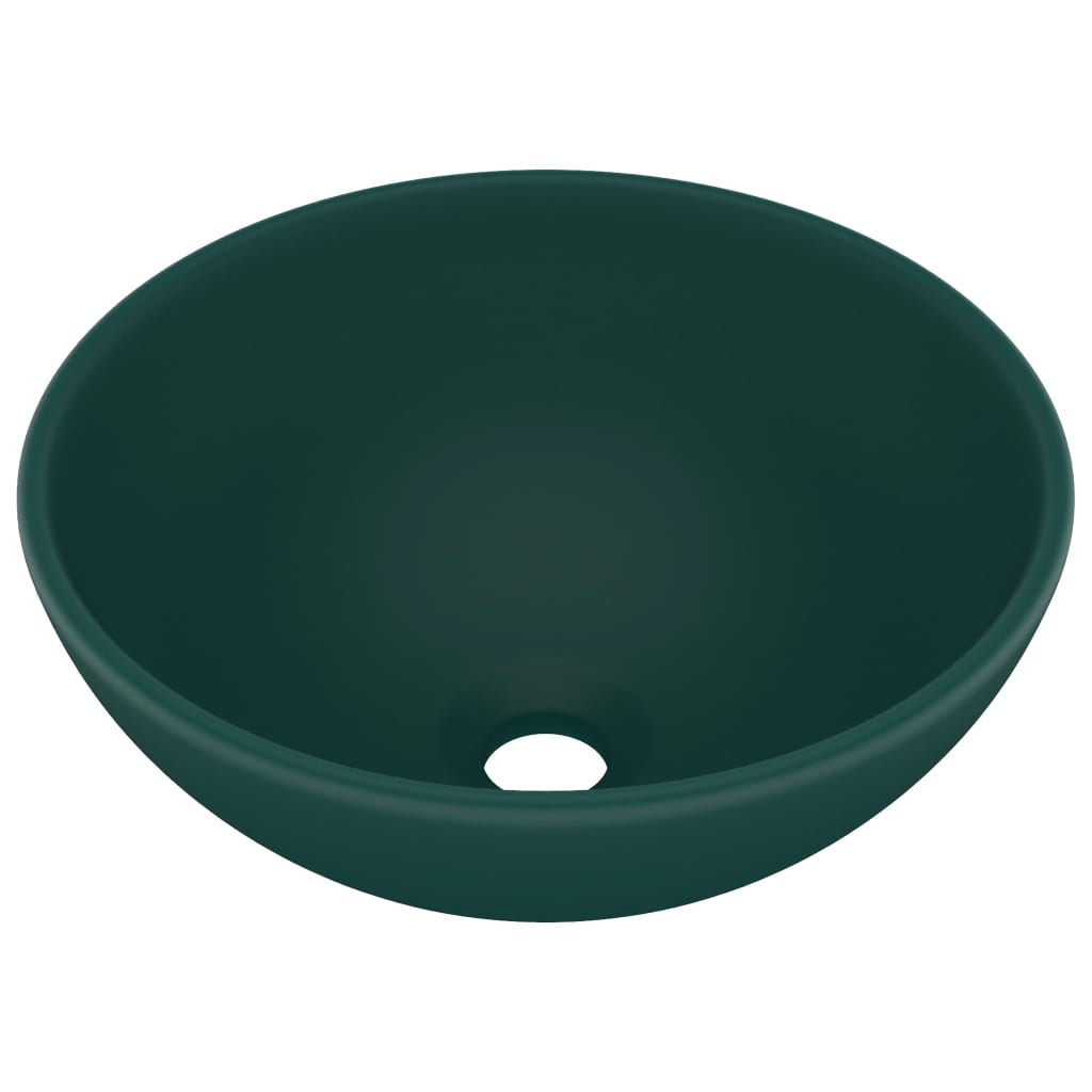 Lavandino Lusso Rotondo Verde Scuro Opaco 32,5x14 cm Ceramica - homemem39