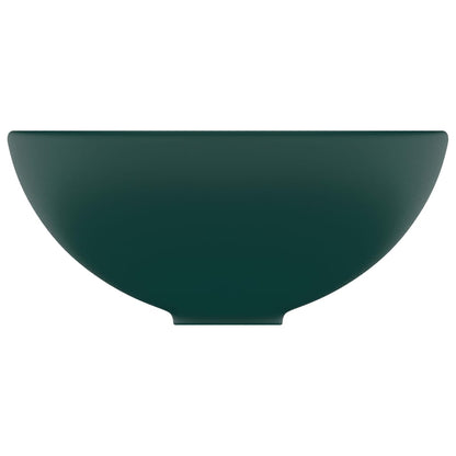 Lavandino Lusso Rotondo Verde Scuro Opaco 32,5x14 cm Ceramica - homemem39