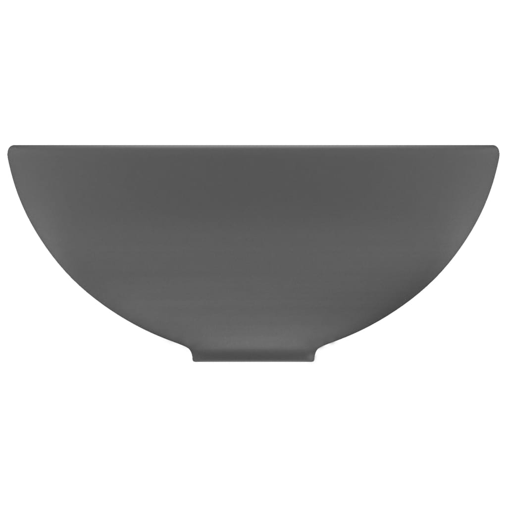 Lavandino Lusso Rotondo Grigio Scuro Opaco 32,5x14 cm Ceramica - homemem39