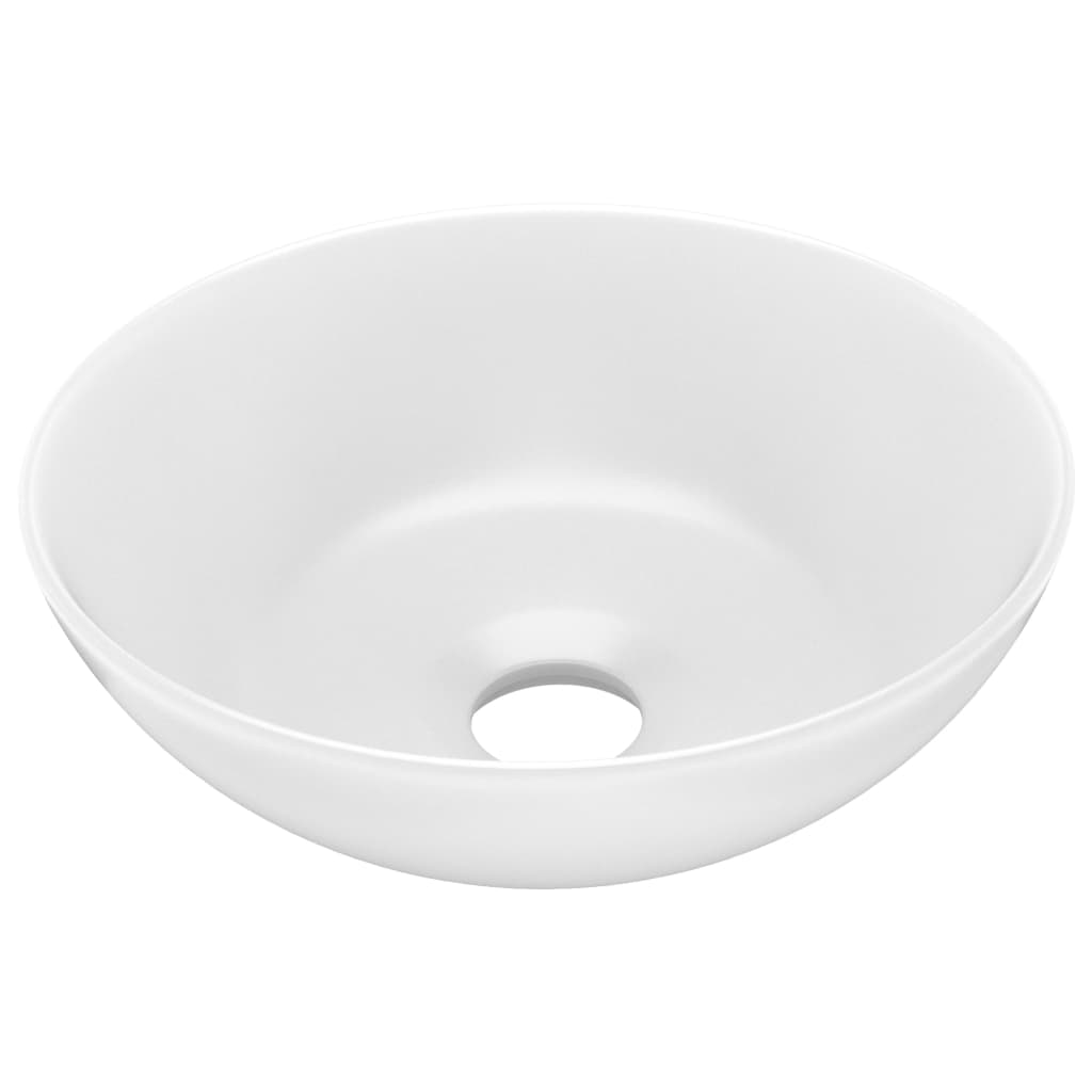 Lavandino da Bagno in Ceramica Bianco Opaco Rotondo - homemem39