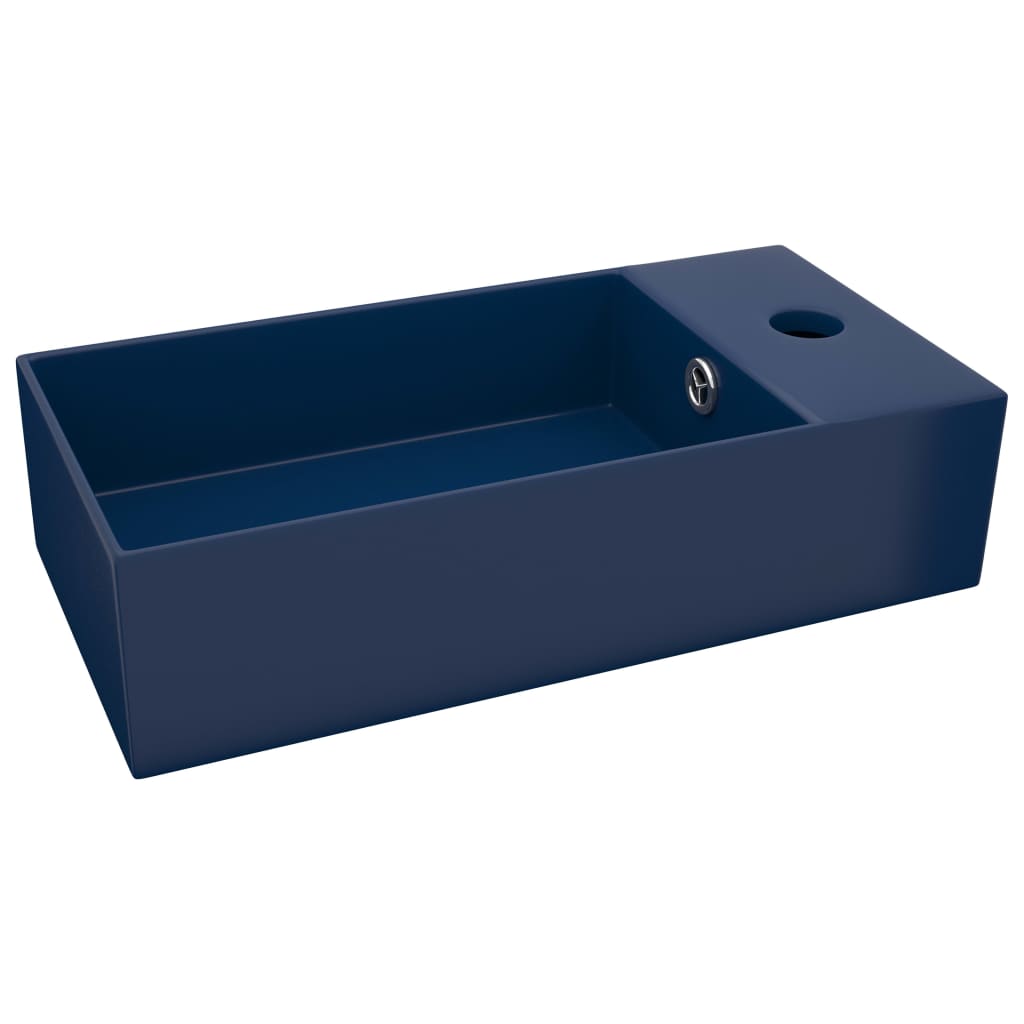 Lavandino con Troppopieno in Ceramica Blu Scuro - homemem39