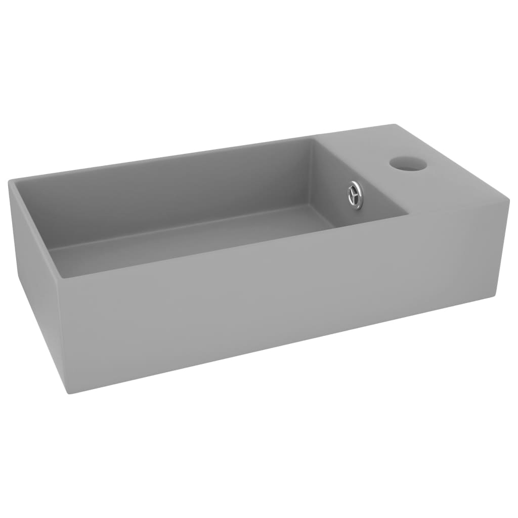 Lavandino con Troppopieno in Ceramica Grigio Chiaro - homemem39