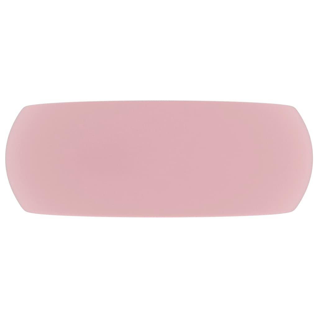 Lavandino Lusso Rotondo Rosa Opaco 40x15 cm in Ceramica - homemem39