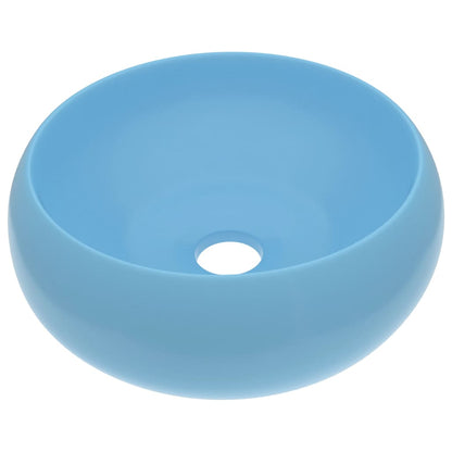 Lavandino Lusso Rotondo Azzurro Opaco 40x15 cm in Ceramica - homemem39