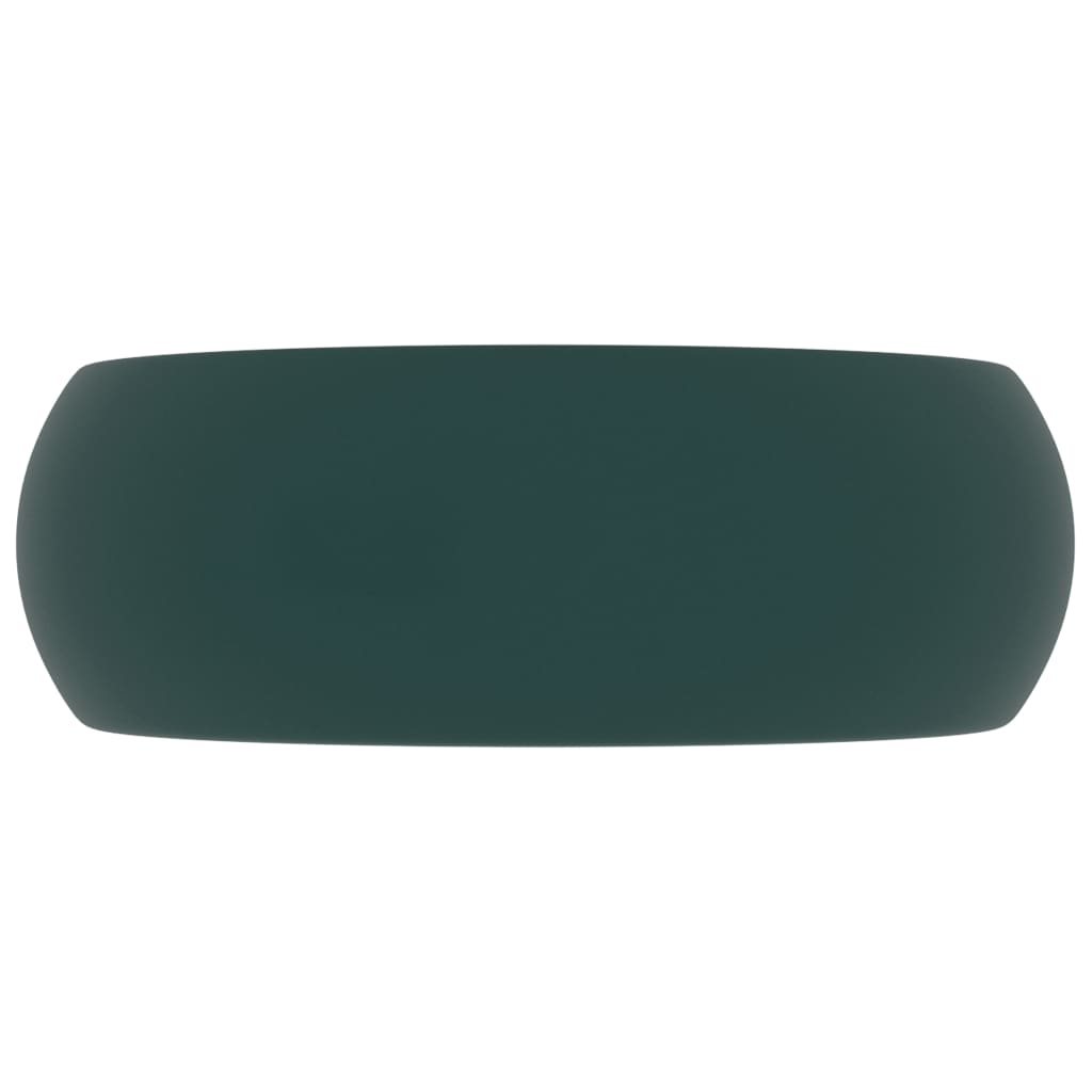 Lavandino Lusso Rotondo Verde Scuro Opaco 40x15 cm in Ceramica - homemem39