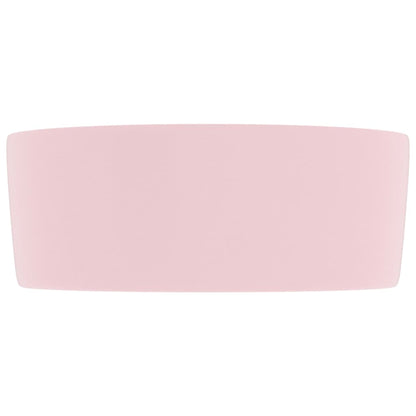 Lavandino Lusso Rotondo Rosa Opaco 40x15 cm in Ceramica - homemem39