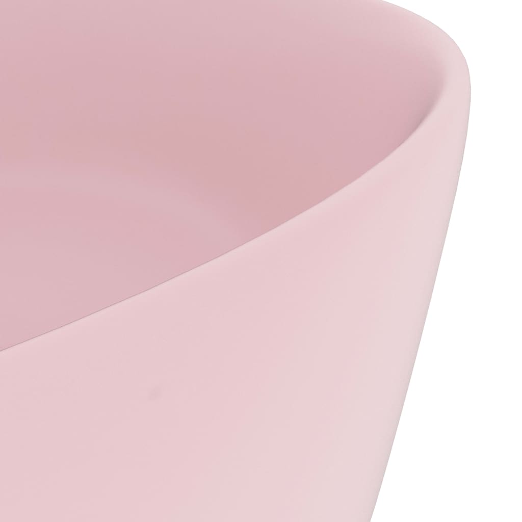 Lavandino Lusso Rotondo Rosa Opaco 40x15 cm in Ceramica - homemem39