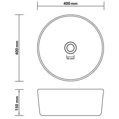 Lavandino Lusso Rotondo Grigio Chiaro Opaco 40x15cm in Ceramica - homemem39